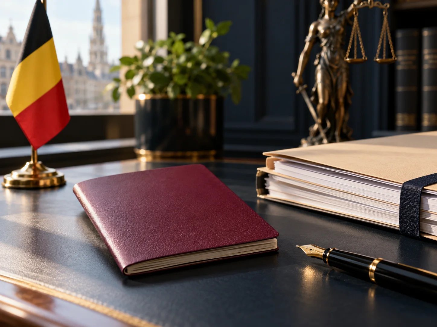 Dossier et stylo évoquant le droit des étrangers